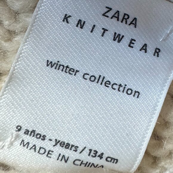 ZARA Kids Fancy Collection Kids Cable Knit Turtleneck Sweater Cream 9 Years Old - Picture 3 of 5